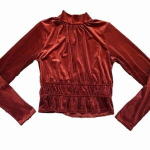 Lost + Wander Rust Velvet Blouse